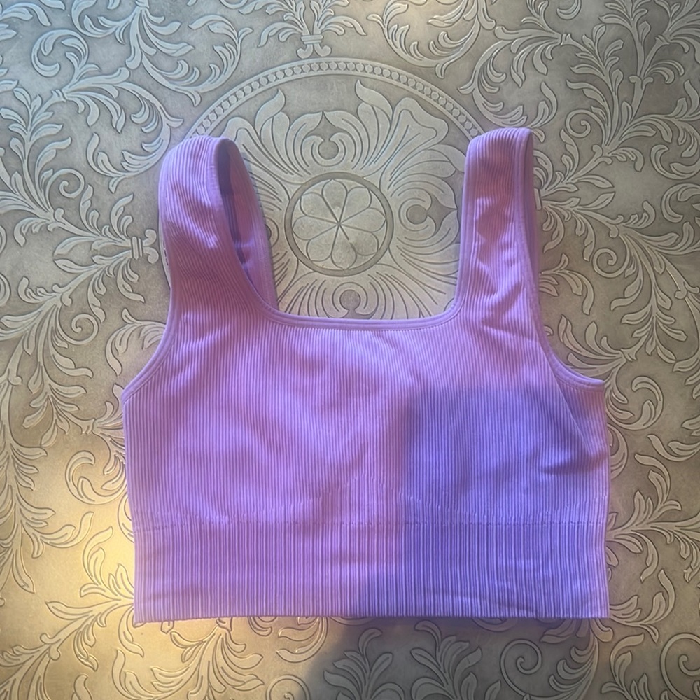 Joylab Purple Ribbed Square Neck Sports Bra Size XS